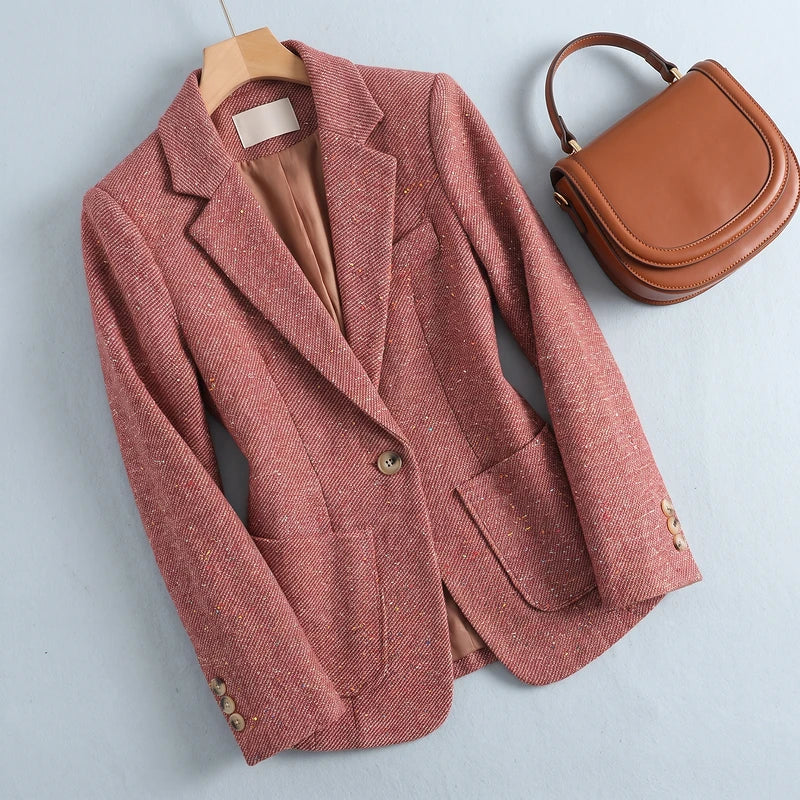 Cosima Women's Flecked Tweed Blazer - Rose
