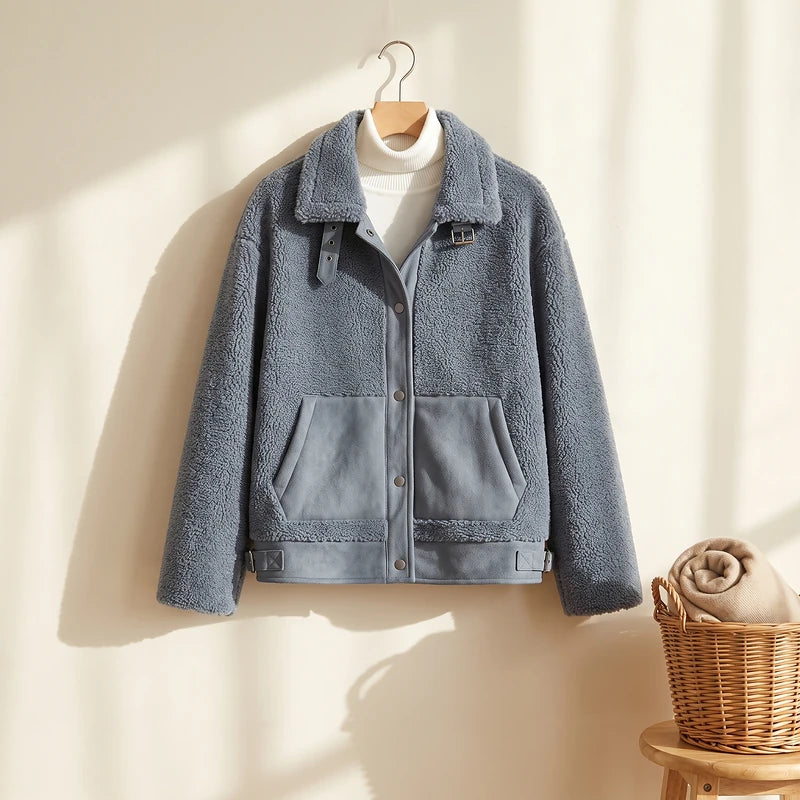 Elspeth Women's Sherpa Fleece Jacket - Gray