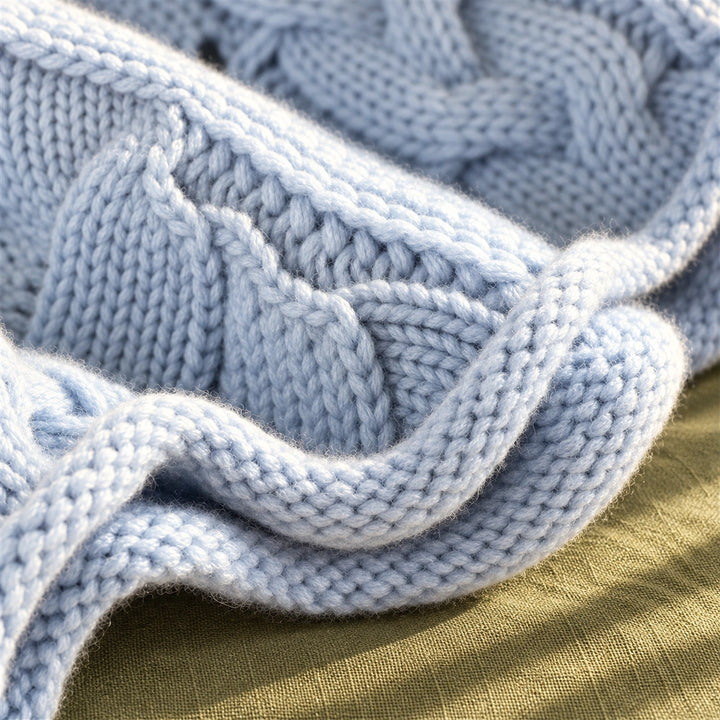Samantha Open Cable Knit High Collar Sweater - Blue