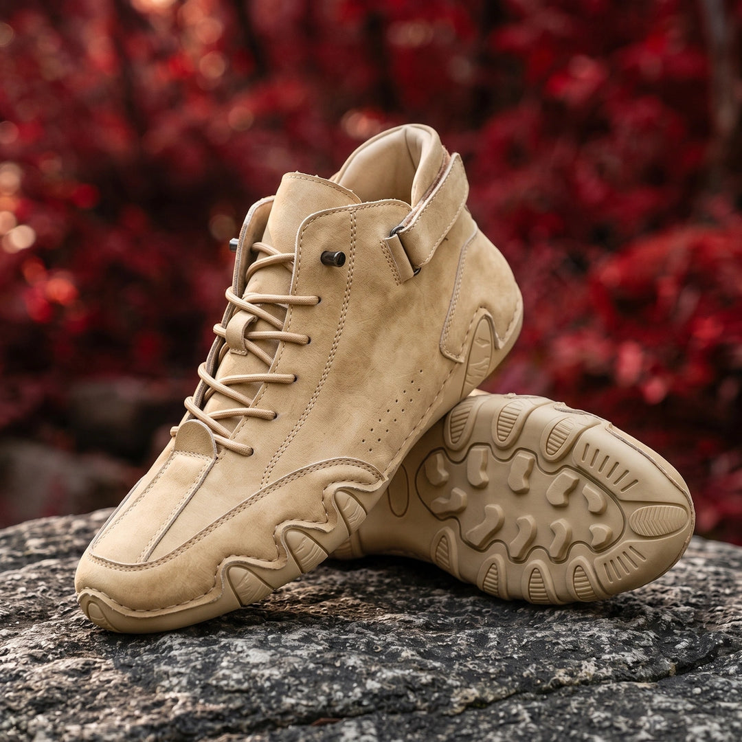Severin Genuine Leather Wavy Sole High Tops - Beige