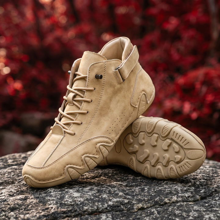 Severin Genuine Leather Wavy Sole High Tops - Beige