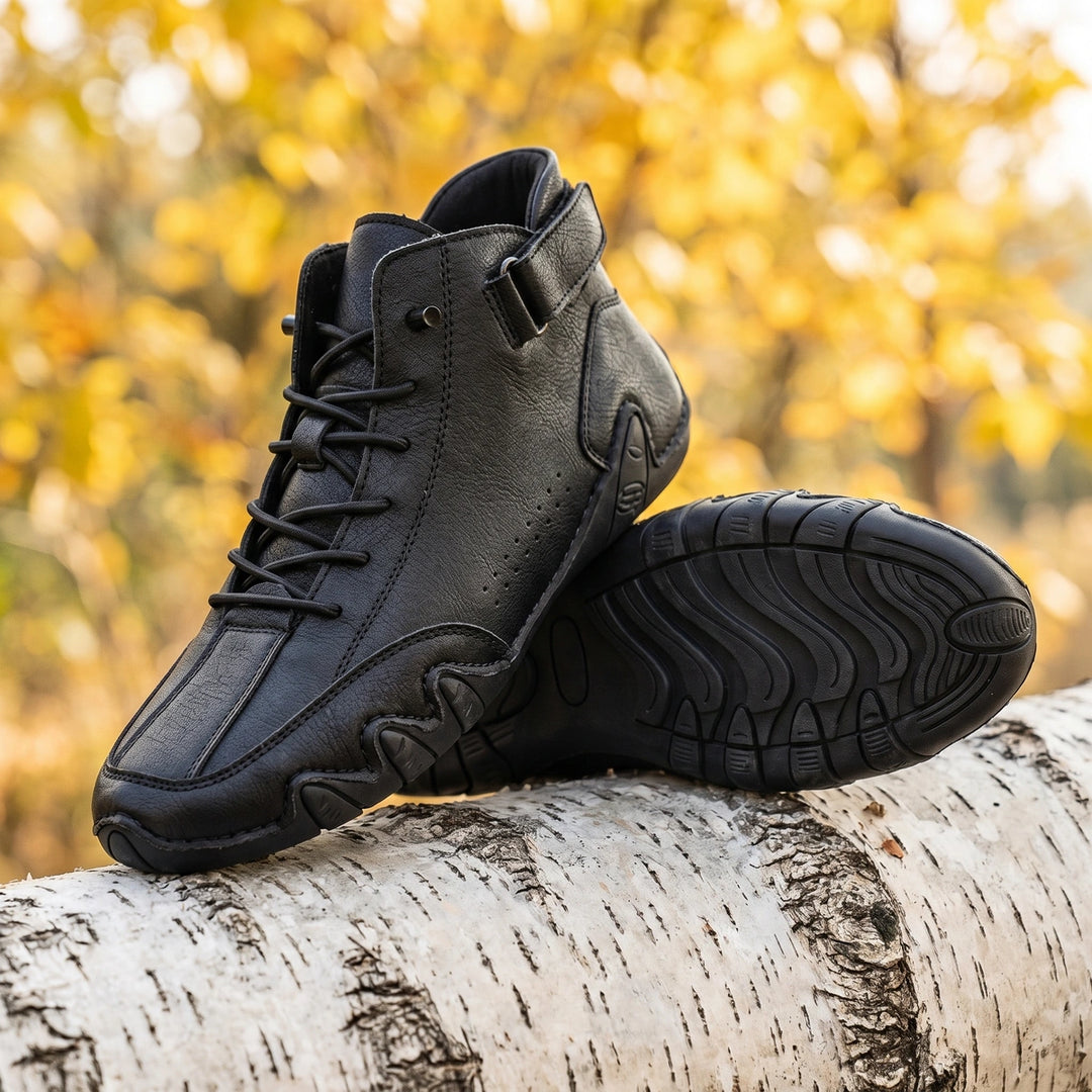 Severin Genuine Leather Wavy Sole High Tops - Black