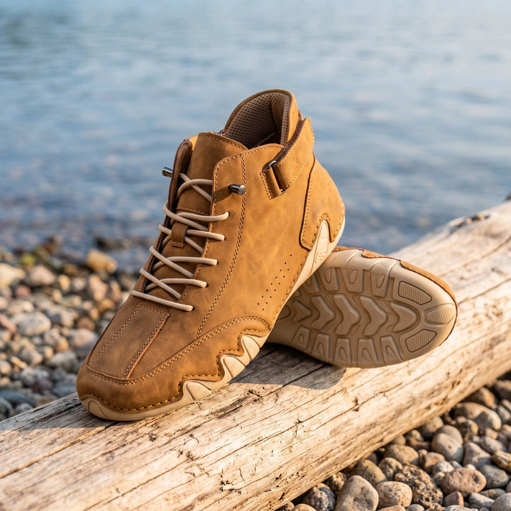 Severin Genuine Leather Wavy Sole High Tops - Brown