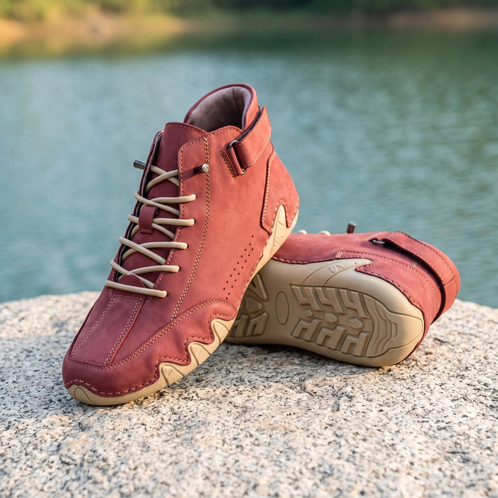 Severin Genuine Leather Wavy Sole High Tops - Rust