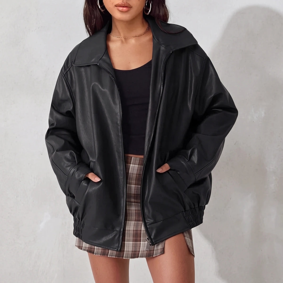 Sigrid Oversized Zip Bomber Jacket - Black