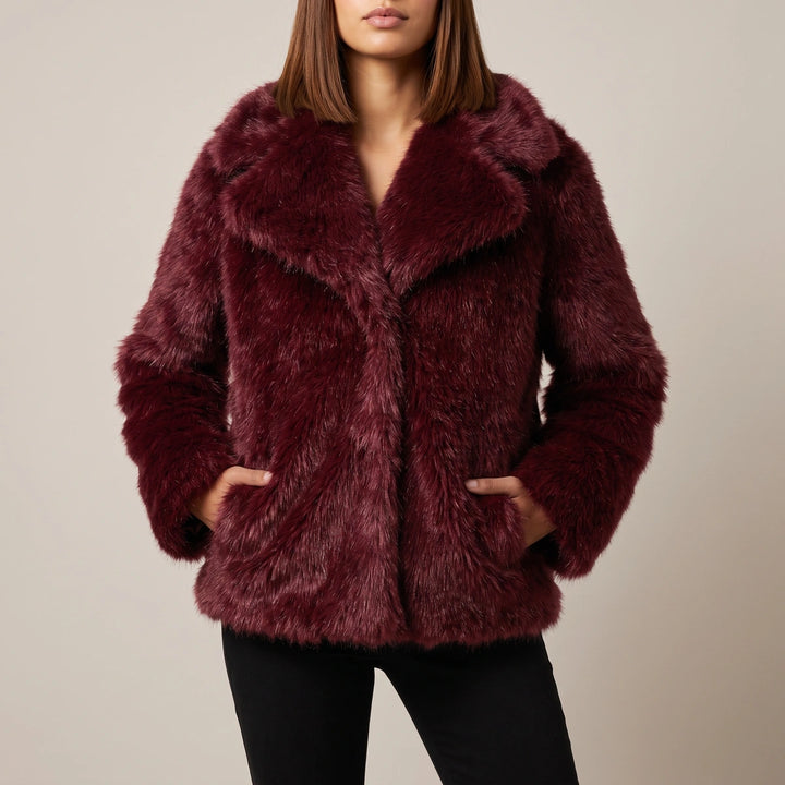 Tallulah Faux Fur Coat - Wine