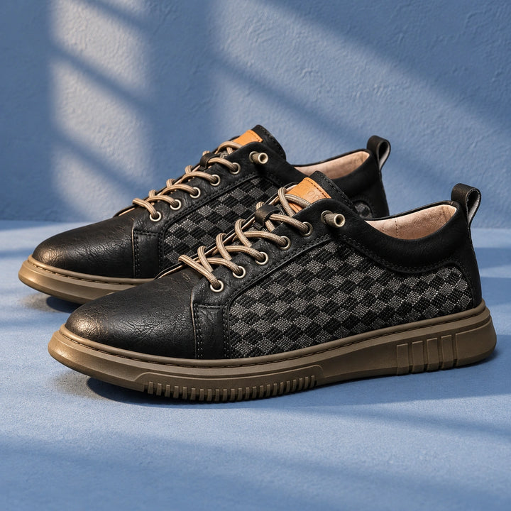 Tanner Leather Mesh Panel Sneakers - Black