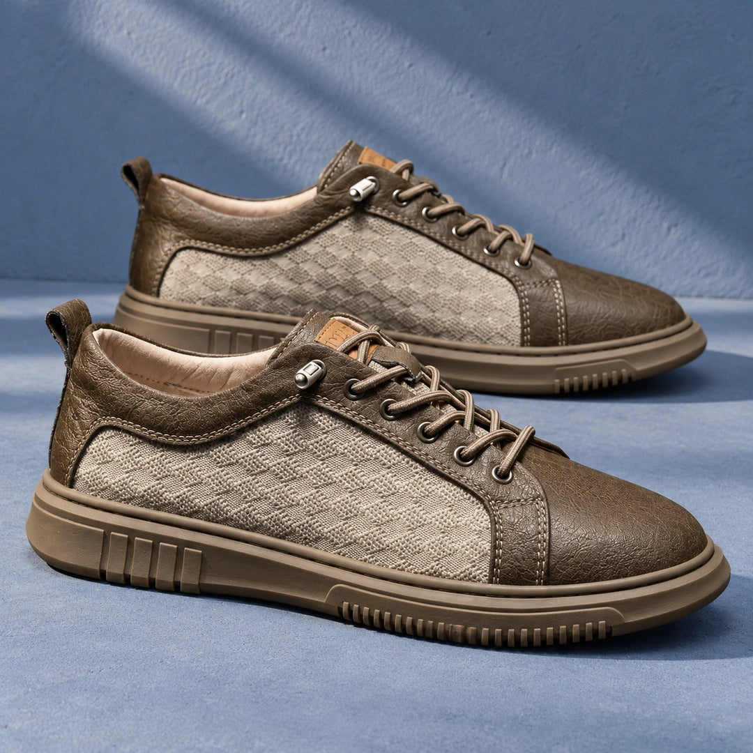 Tanner Leather Mesh Panel Sneakers - Brown