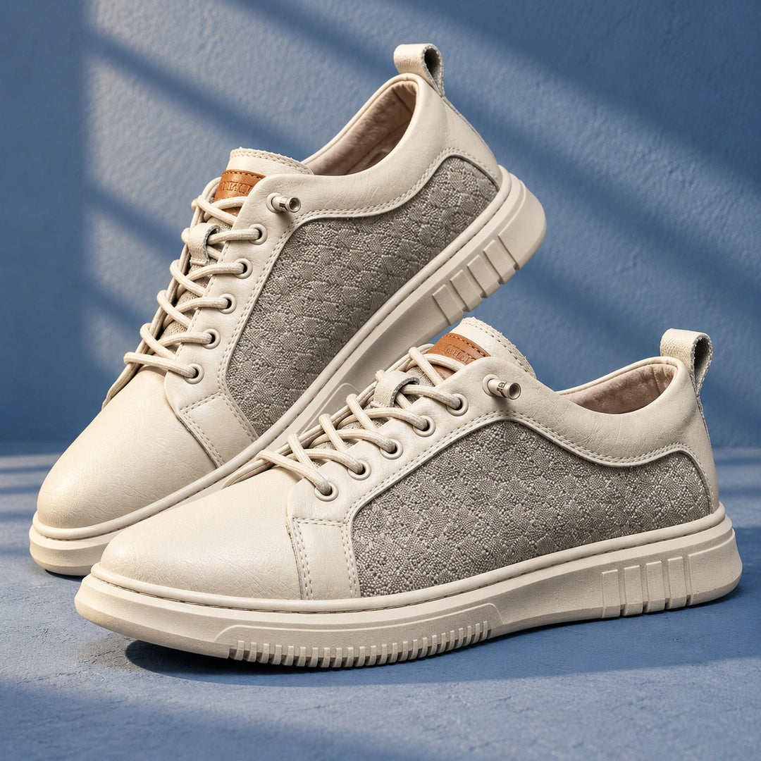 Tanner Leather Mesh Panel Sneakers - White