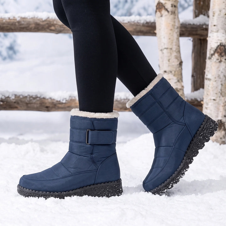 Ulla Quilted Strap Wedge Snow Boots - Blue