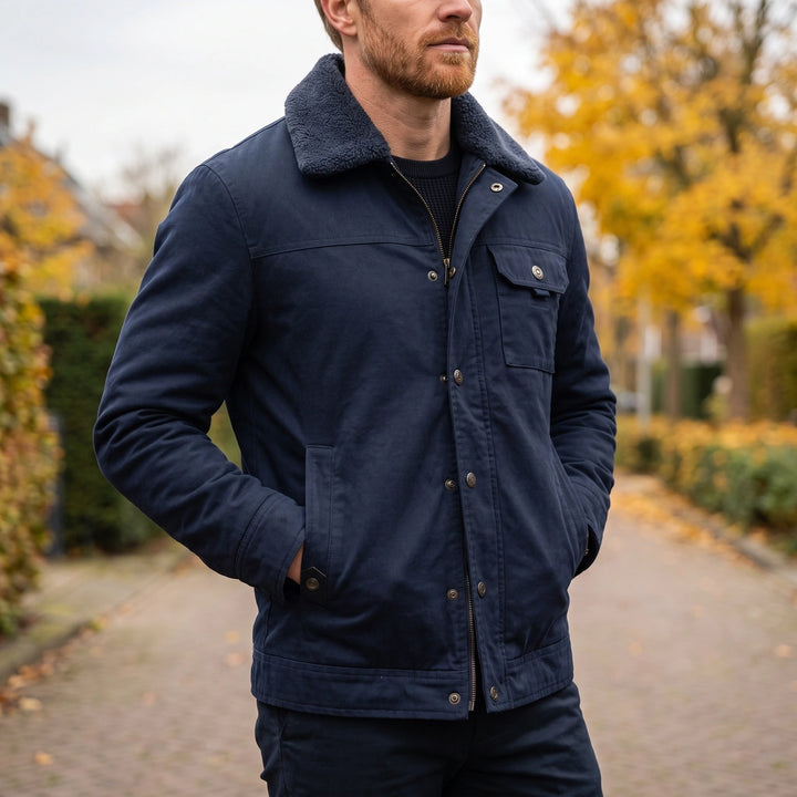 Ulric Sherpa Collar Field Jacket - Navy