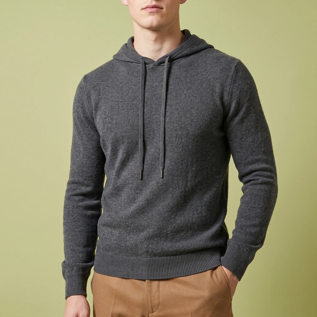 Ulrich Fine Merino Wool Drawcord Hoodie - Gray