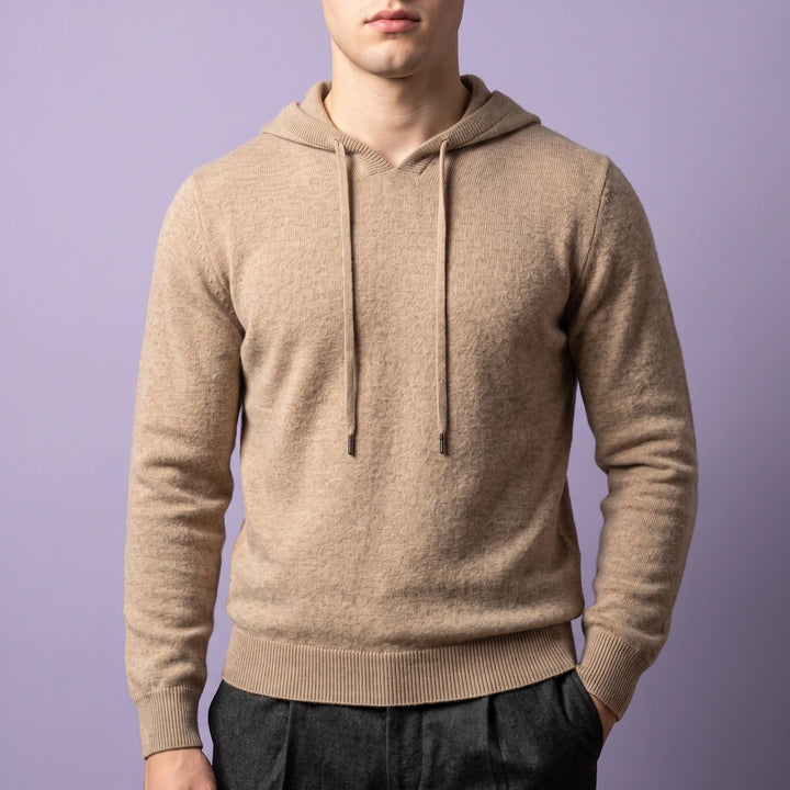 Ulrich Fine Merino Wool Drawcord Hoodie - Khaki