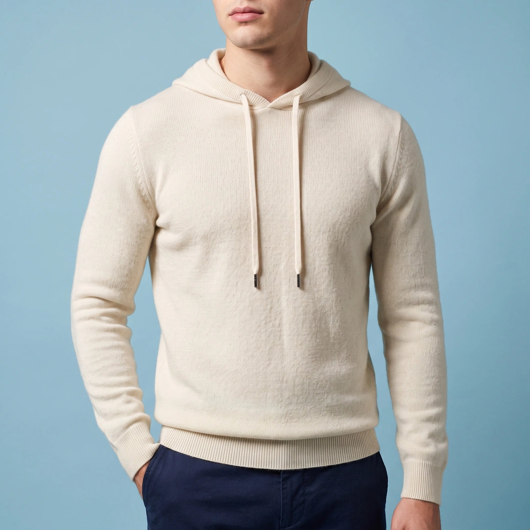 Ulrich Fine Merino Wool Drawcord Hoodie - White