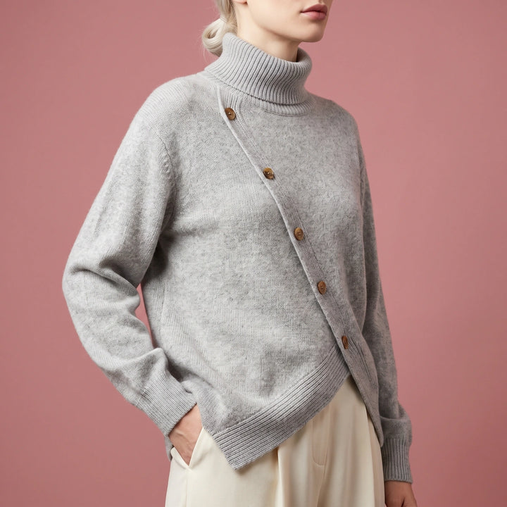 Ursula High Neck Wrap Sweater - Gray