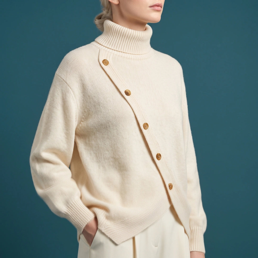 Ursula High Neck Wrap Sweater - White