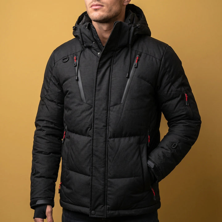 Victor Hooded Oversized Winter Puffer Jacket - Black