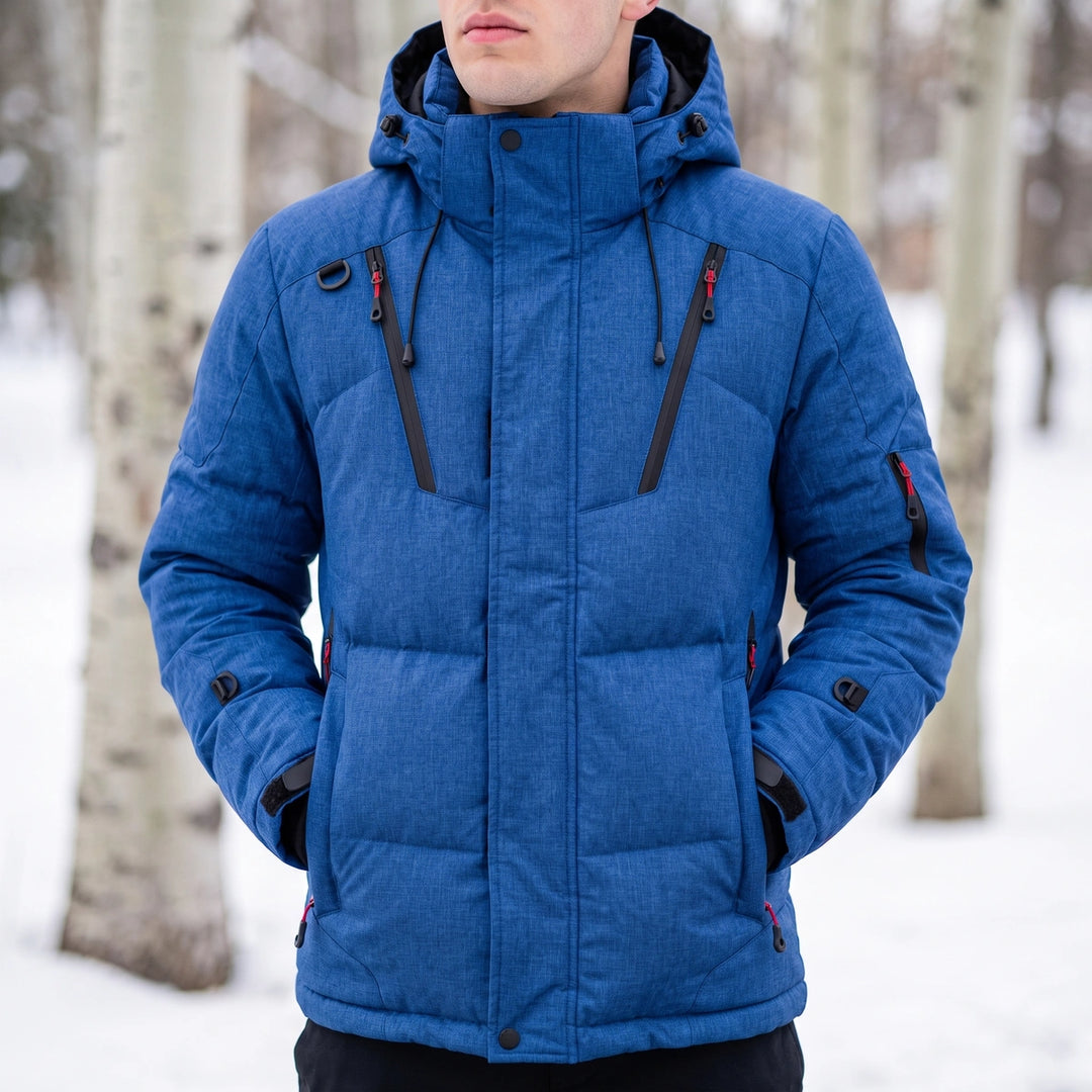 Victor Hooded Oversized Winter Puffer Jacket - Blue