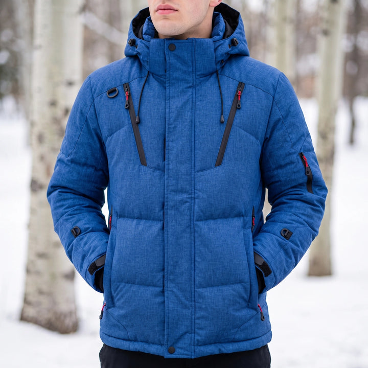 Victor Hooded Oversized Winter Puffer Jacket - Blue