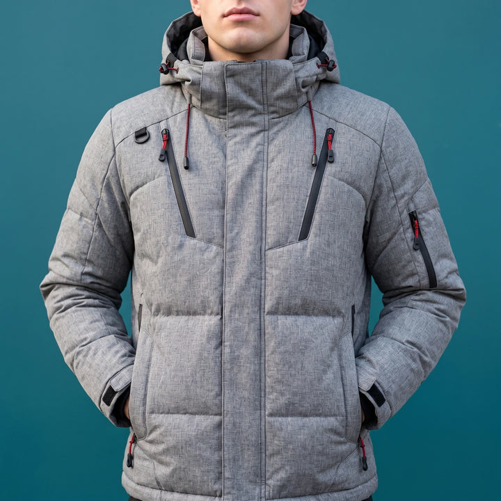 Victor Hooded Oversized Winter Puffer Jacket - Gray