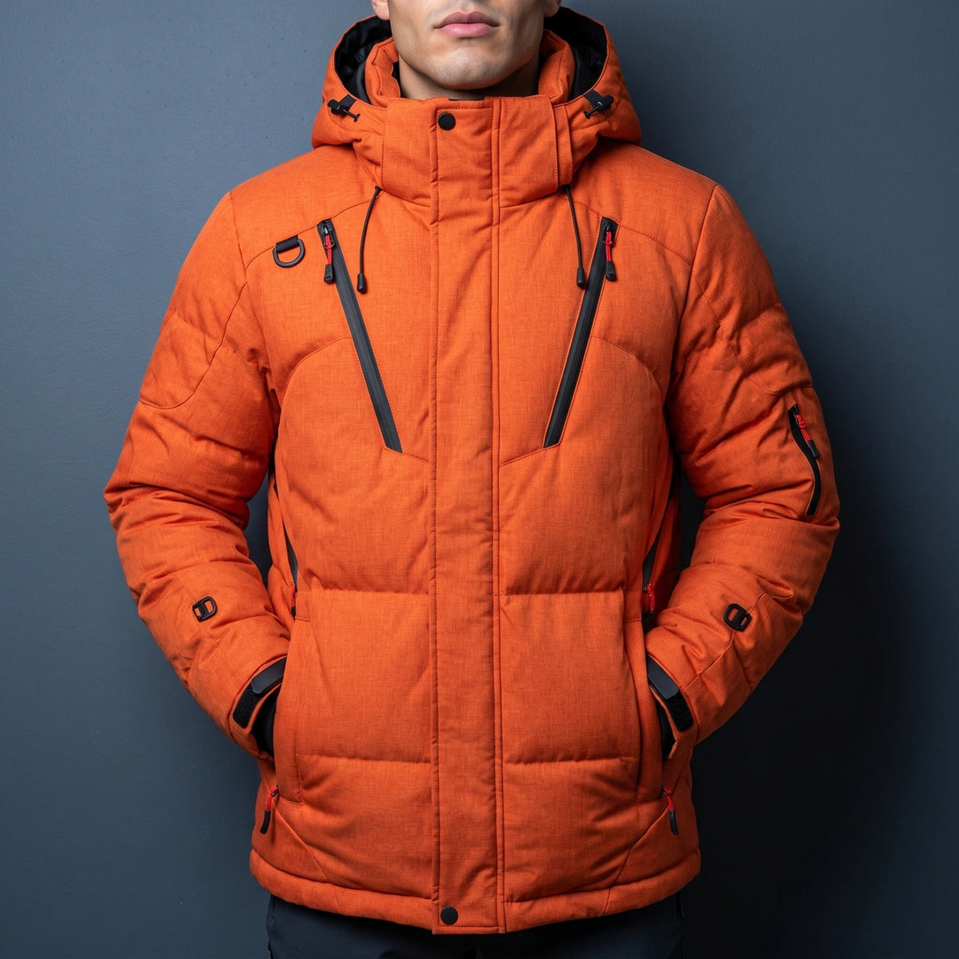 Victor Hooded Oversized Winter Puffer Jacket - Orange