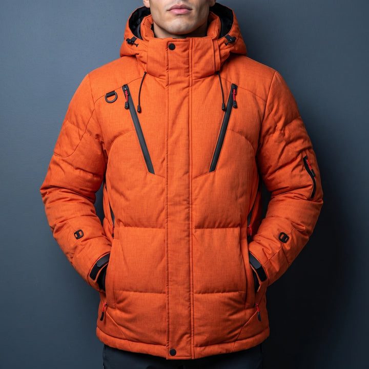 Victor Hooded Oversized Winter Puffer Jacket - Orange