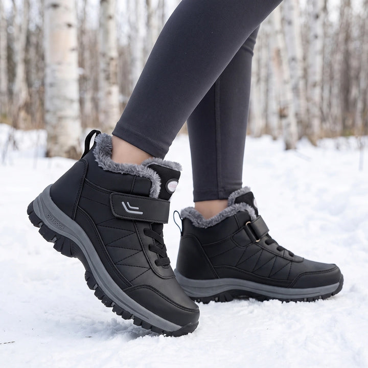 Vittoria Fleece Lined Strap Orthopedic Winter Boots - Black