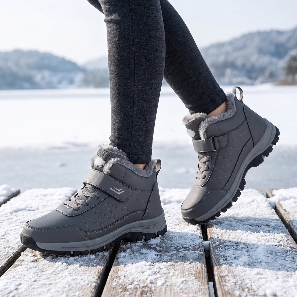 Vittoria Fleece Lined Strap Orthopedic Winter Boots - Gray