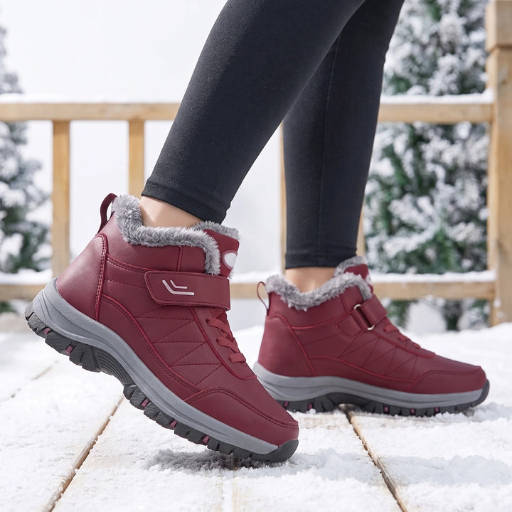 Vittoria Fleece Lined Strap Orthopedic Winter Boots - Red