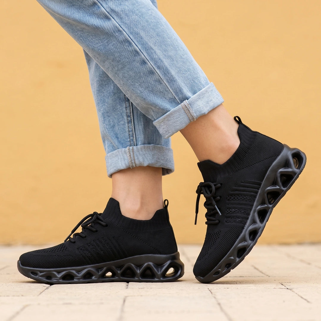 Vivica Cushioned Knit Sock Sneakers - Black