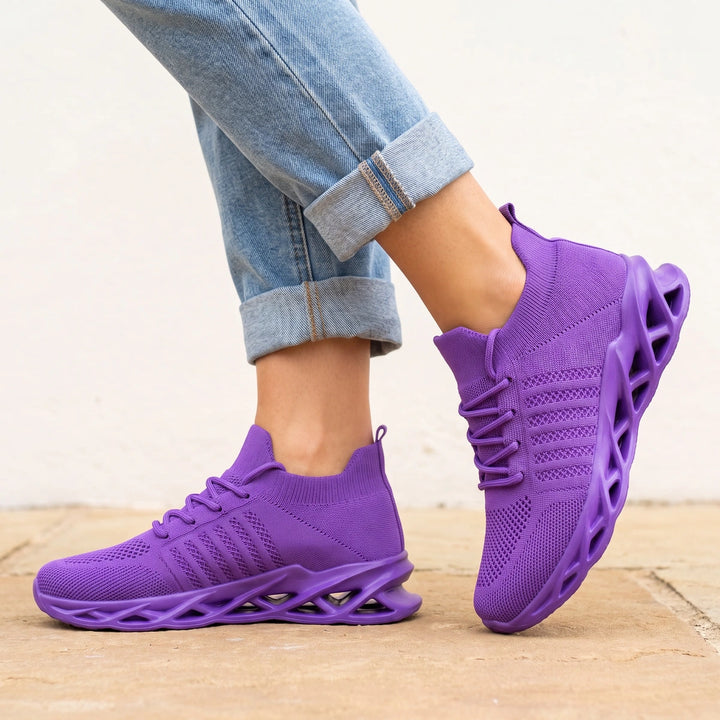 Vivica Cushioned Knit Sock Sneakers - Purple