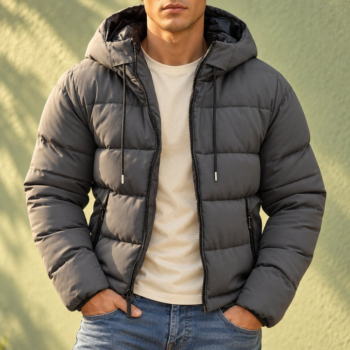 Warren Quilted Hooded Puffer Jacket - Gray