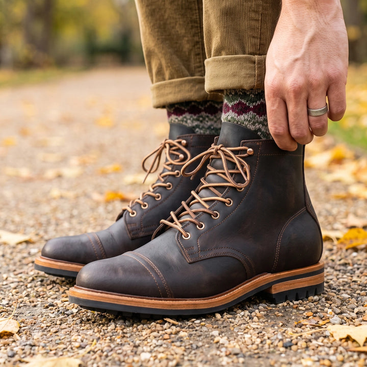 Warrick Moc Toe Lace Up Boots - Black