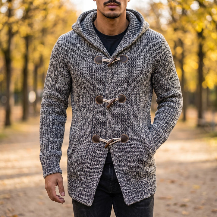 Wesley Hooded Toggle Knit Cardigan - Gray