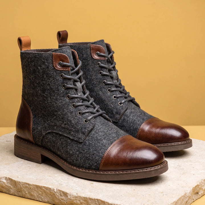 Wolfram Leather Virgin Wool Cap Toe Boots - Brown