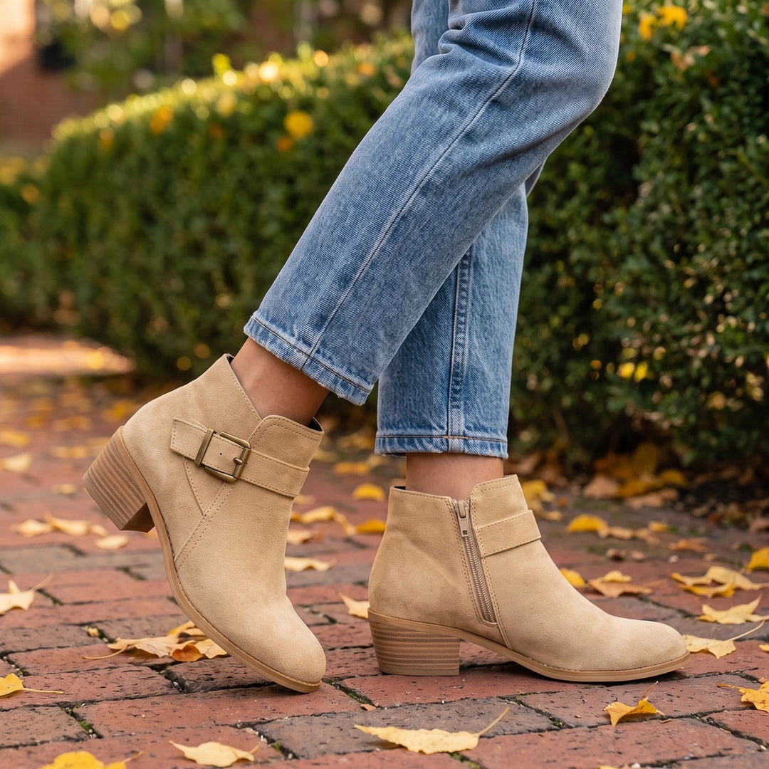 Yvonne Orthopedic Zip Ankle Boots - Beige