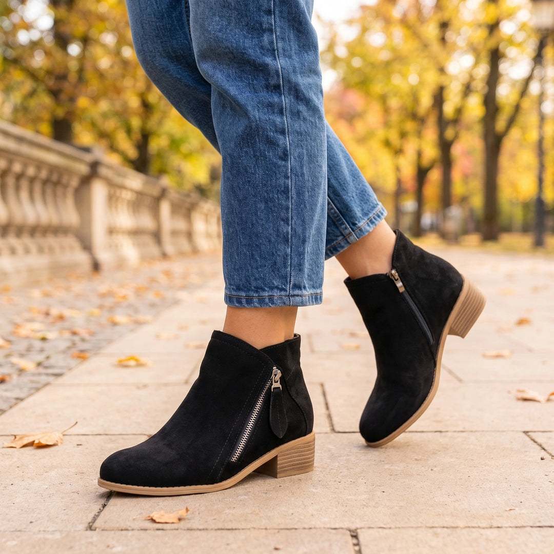 Yvonne Orthopedic Zip Ankle Boots - Black