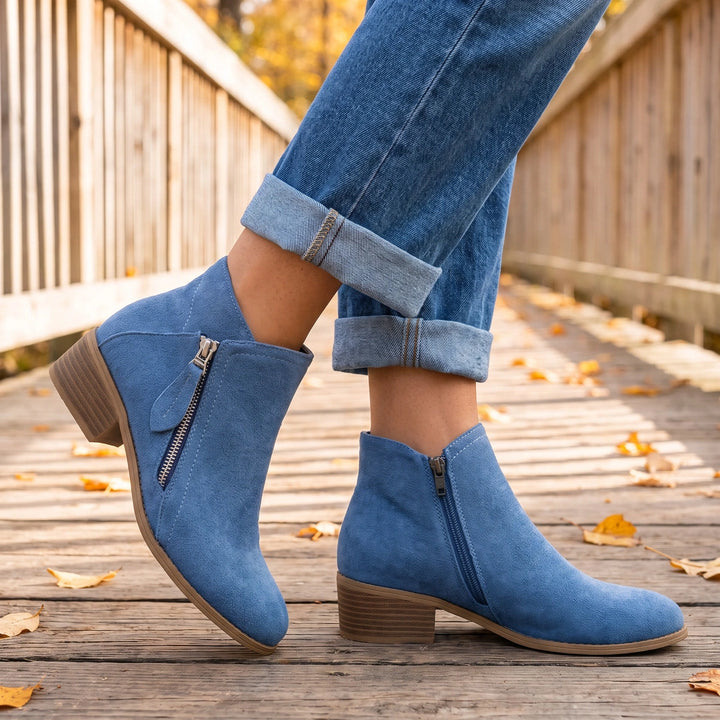 Yvonne Orthopedic Zip Ankle Boots - Blue