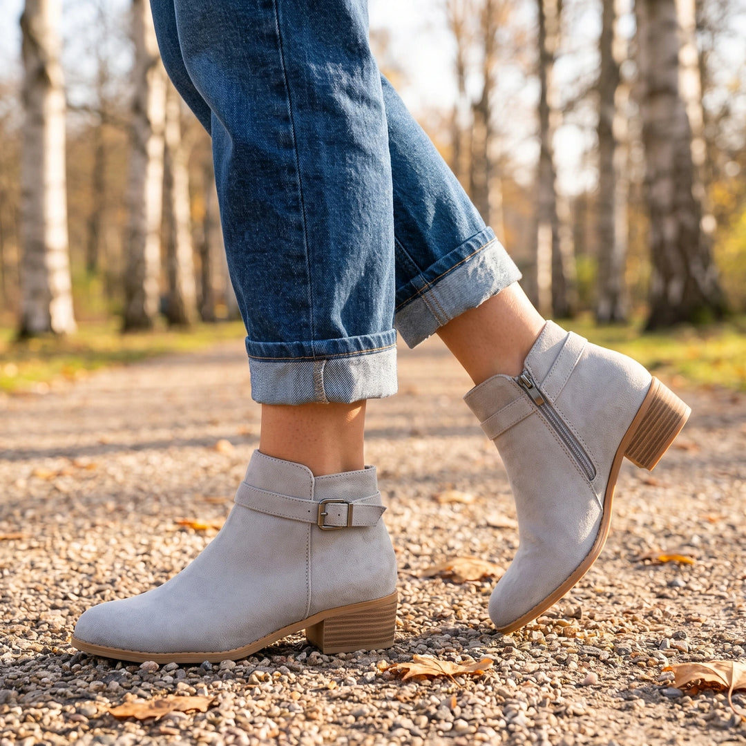 Yvonne Orthopedic Zip Ankle Boots - Gray
