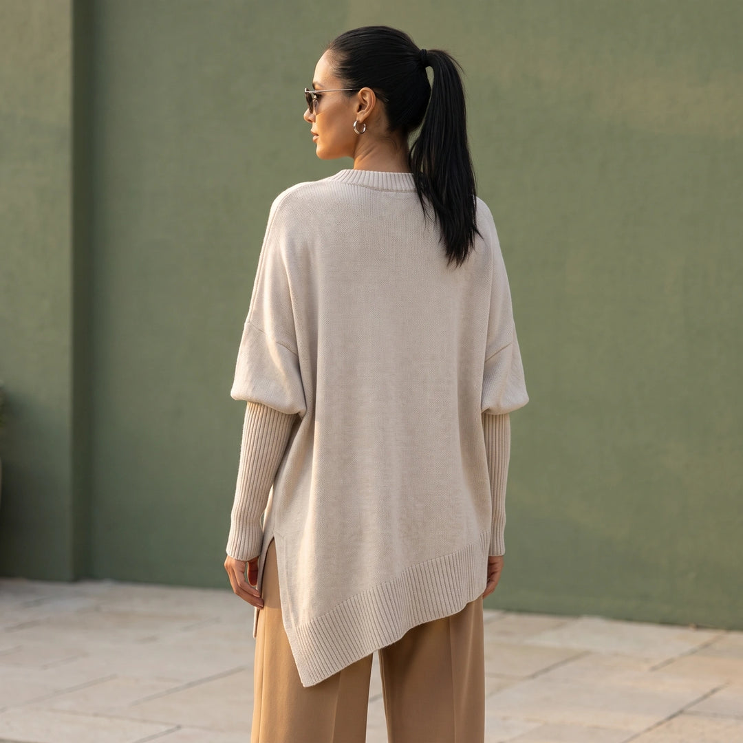 Zara Batwing Knit Pullover - Beige