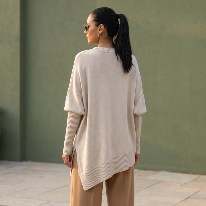 Zara Batwing Knit Pullover - Beige