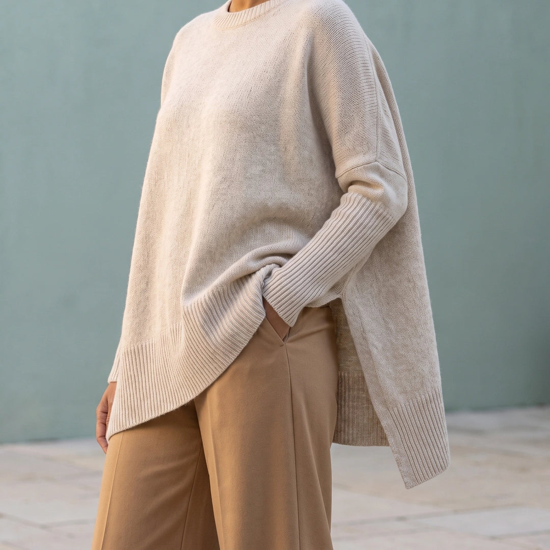 Zara Batwing Knit Pullover - Beige
