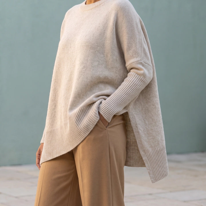 Zara Batwing Knit Pullover - Beige